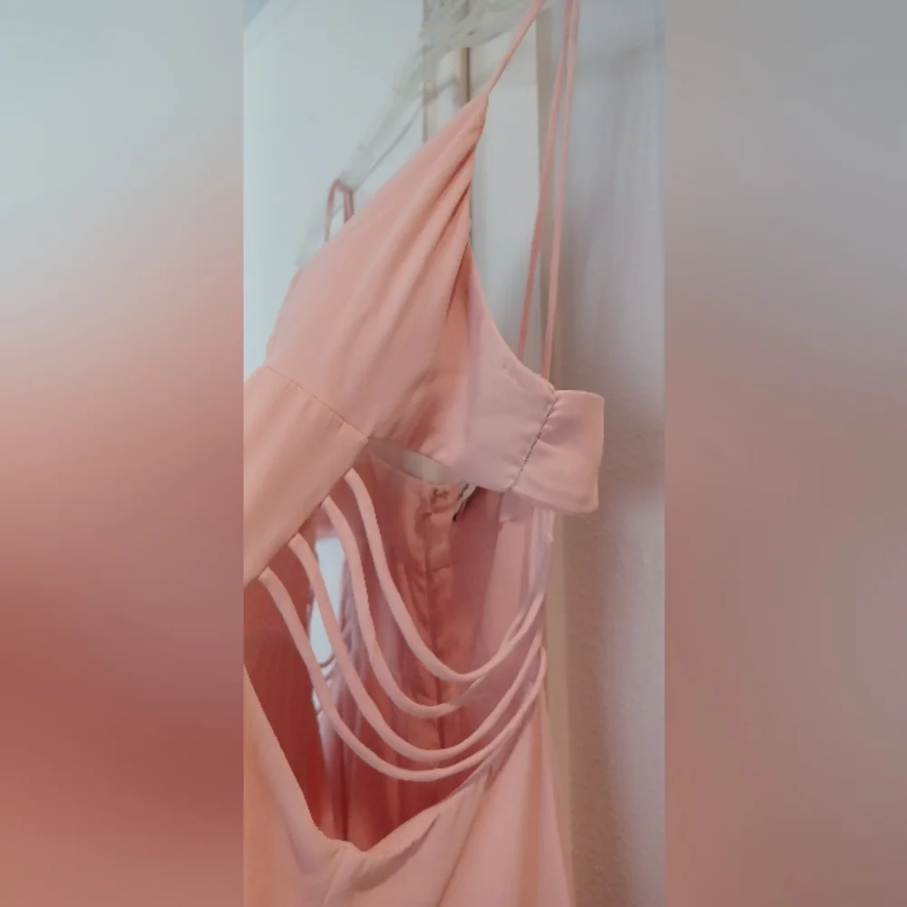 Fame & Partners x Free People 12 Megan Side Cutout Maxi Dress Gown Blush Pink - Picture 9 of 16